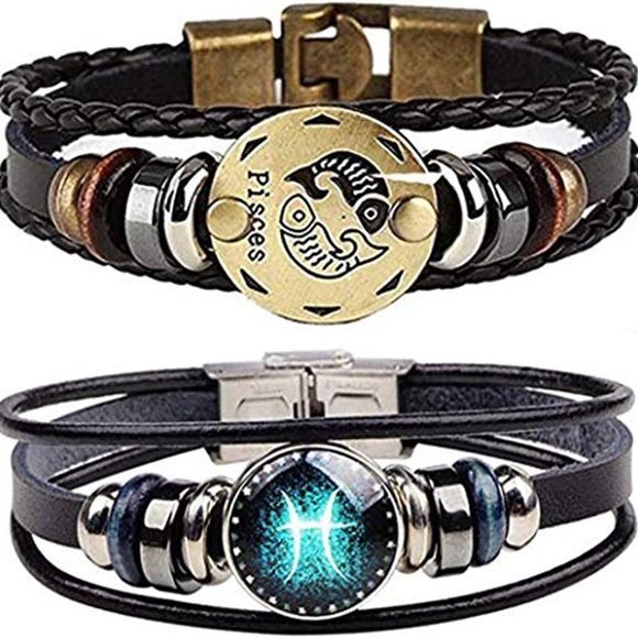 New  Constellation Braided Rope Bracelet - Punk Alloy Leather Bracelet - Picture 7 of 14